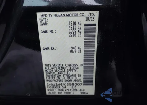 2015 Nissan Altima 2.5 Sv from USA, damaged, VIN 1N4AL3AP1FC598007